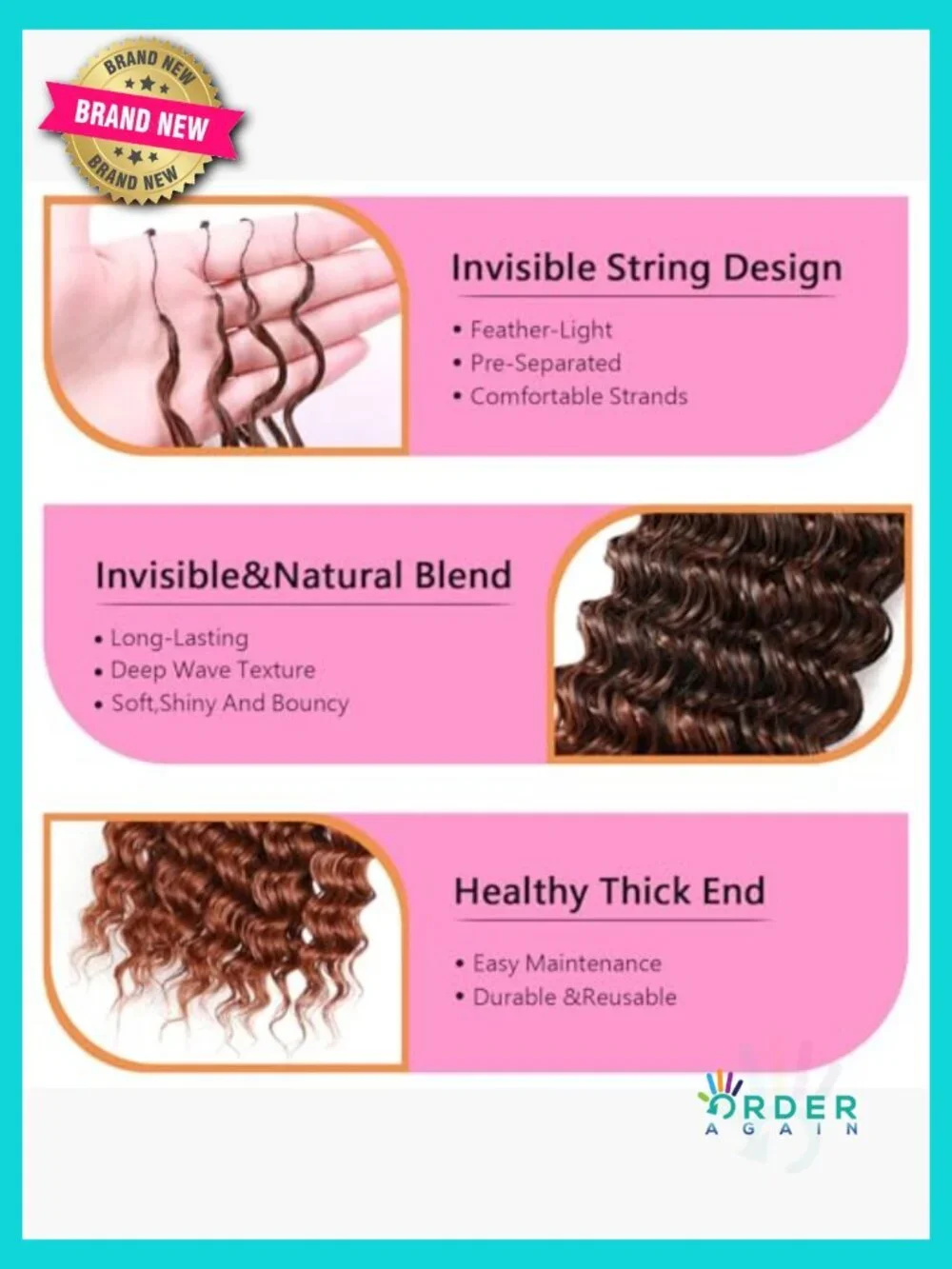 Curly Feather Crochet Hair Extensions Deep Wave Synthetic Pre-Separated